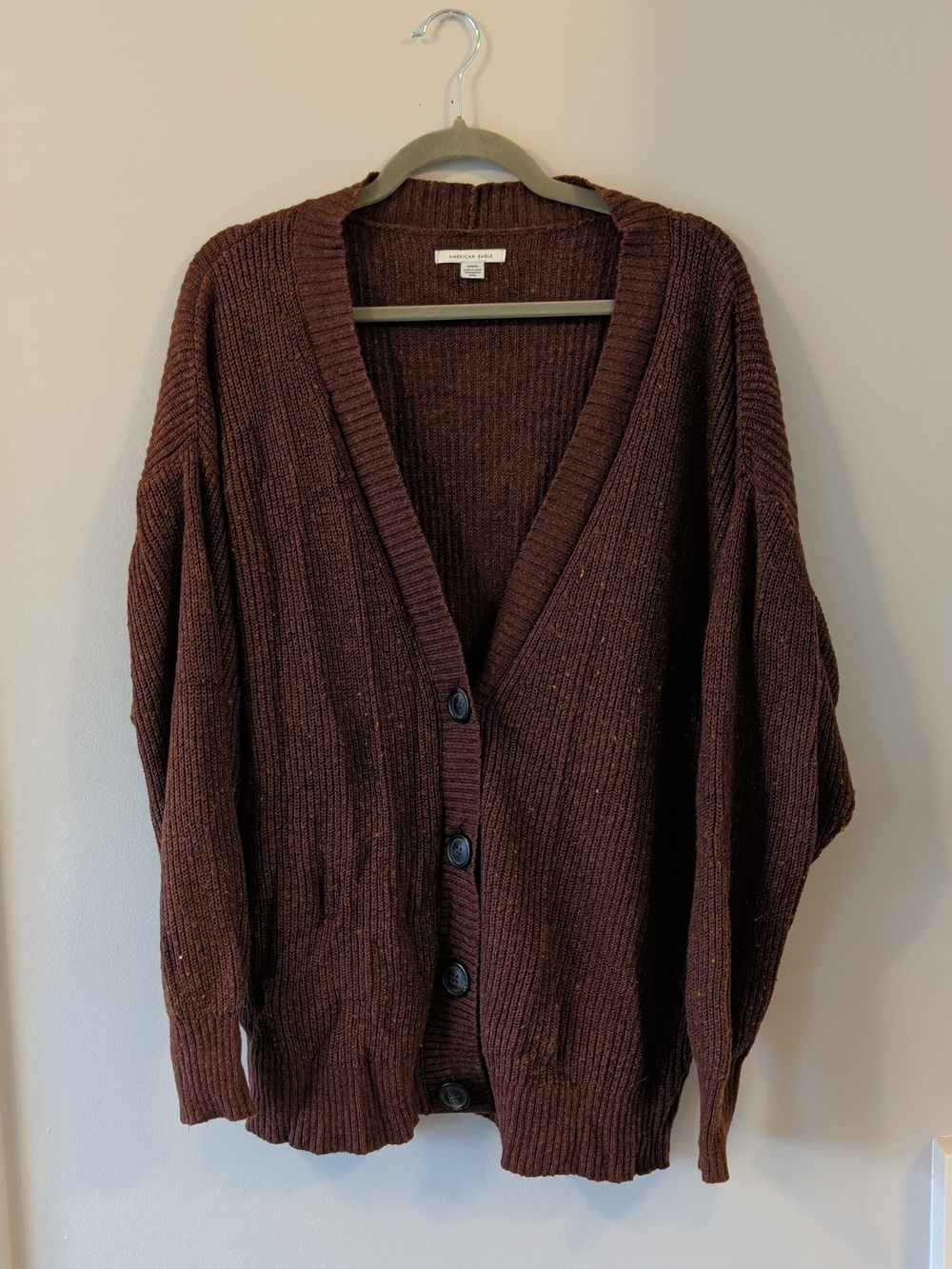 American Eagle Brown Ribbed Button Cardigan